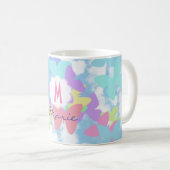 Tasse de café papillon Monogramme Nom & Initiale (Devant droit)