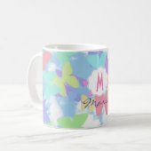 Tasse de café papillon Monogramme Nom & Initiale (Devant gauche)