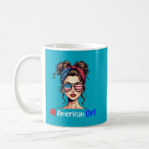 Tasse de café patriotique pour fille toute américa