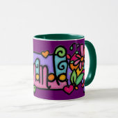 Tasse de café peinte par coutume d'AMANDA (Devant droit)