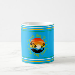 Tasse de café personnalisée ambiance plage ensolei