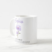 Tasse de café personnalisée avec fleur de naissanc (Devant gauche)