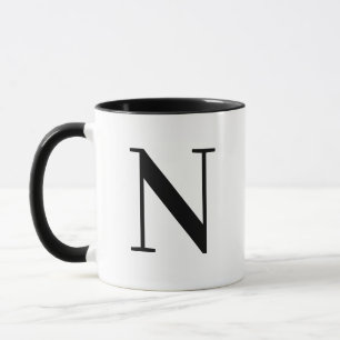 Tasse de café personnalisée avec lettre N monogram