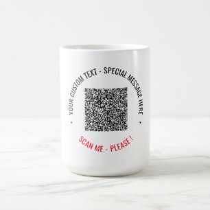Tasse de café personnalisée avec QR code et texte 
