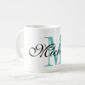 Tasse de café personnalisée de monogramme de nom (Devant gauche)