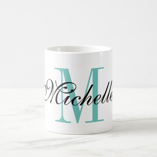 Tasse de café personnalisée de monogramme de nom (Centre)