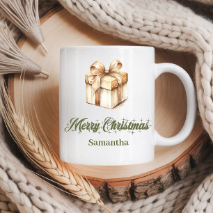 Tasse de café personnalisée de Noël aux tons terre