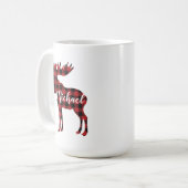 Tasse de café personnalisée d'orignaux de plaid (Devant gauche)