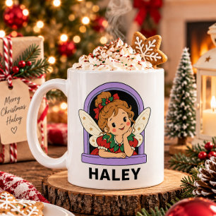 Tasse de café personnalisée Fée de Noël Rétro