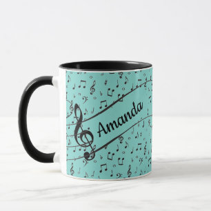 Tasse de café personnalisée Musicale Noire