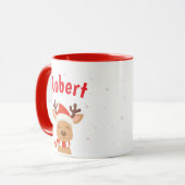 Tasse de café personnalisée Noël Santa Renne (Devant gauche)