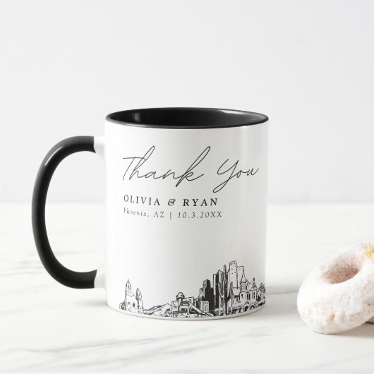Tasse de café personnalisée pour mariage à Phoenix (Avec donut)