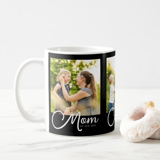 Tasse de café photo Maman a établi le script noir (Avec donut)