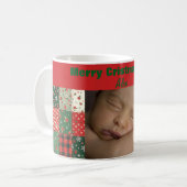 Tasse de café photo patchwork vert rouge Noël (Devant gauche)