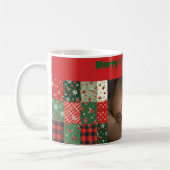 Tasse de café photo patchwork vert rouge Noël (Gauche)