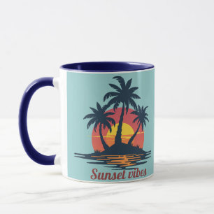 Tasse de café Plages aux palmiers ambiance coucher