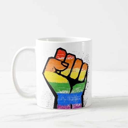 Tasse de café Poing de Résistance LGBT (Gauche)