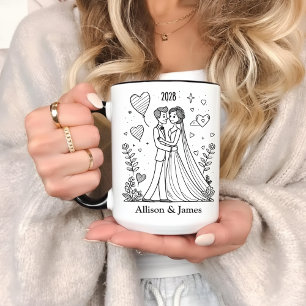 Tasse de café pour couple personnalisée, cadeau po