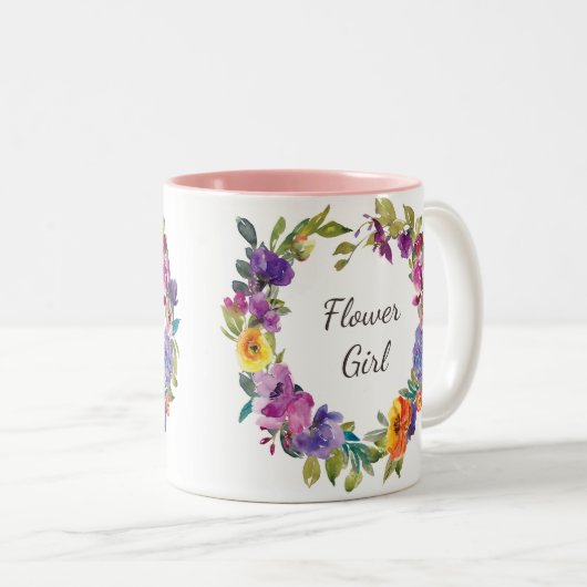 tasse de café pourpre rose florale de demoiselle (Devant droit)