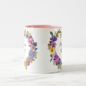 tasse de café pourpre rose florale de demoiselle (Centre)