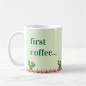 Tasse de café première fleur orange de cactus vert (Gauche)