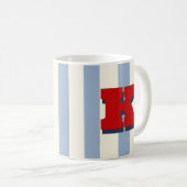 Tasse de café rayée personnalisée avec initiale en (Devant droit)
