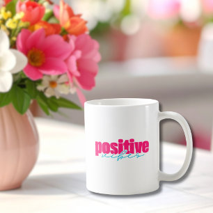 Tasse de Café Rose Chaud et Turquoise Positive Vib