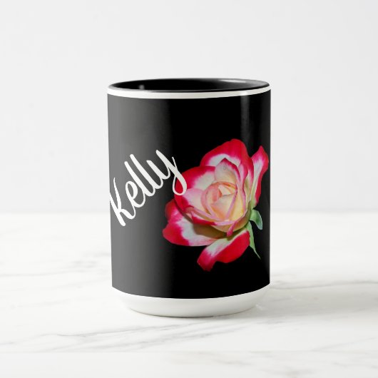 Tasse de café rose de monogramme (Centre)