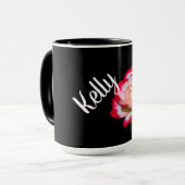 Tasse de café rose de monogramme (Devant gauche)