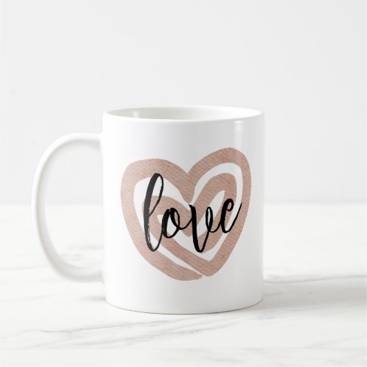 Tasse de café rose poudré cœur amour Chic Féminin (Gauche)