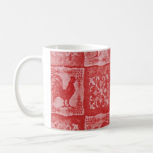 Tasse de café rouge de coq de pays français (Gauche)
