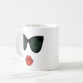 Tasse de café rouge de patron de lèvre de lunettes (Devant gauche)