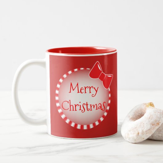 Tasse de café rouge de photo du Joyeux Noël | (Avec donut)