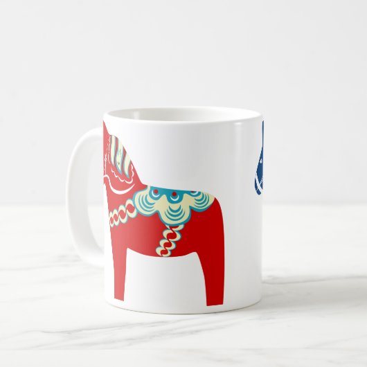 Tasse de café rouge et bleue de cheval de Dala (Devant gauche)