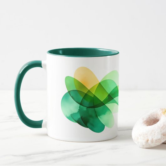 Tasse de café St Patrick Vagues Vertes Abstraites (Avec donut)