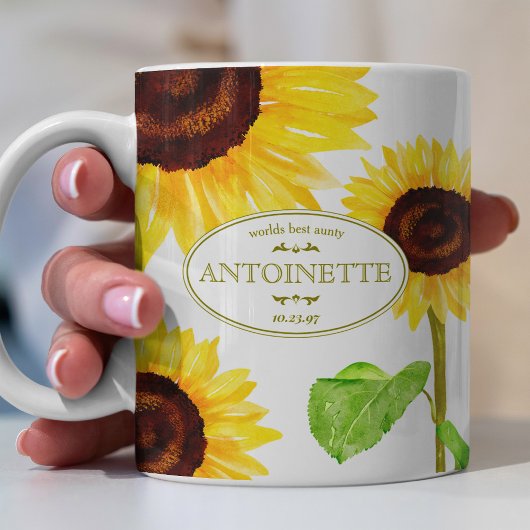 Tasse de café Tournesol Jaune Illustrée Ajouter un