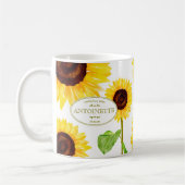 Tasse de café Tournesol Jaune Illustrée Ajouter un (Gauche)