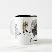 Tasse de café tribale d'esprit de loup de Natif (Devant gauche)