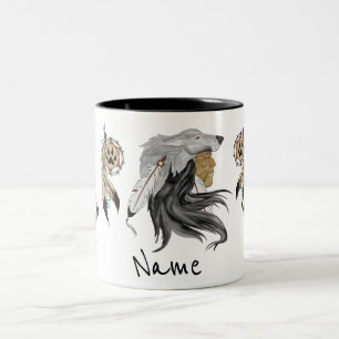 Tasse de café tribale d'esprit de loup de Natif