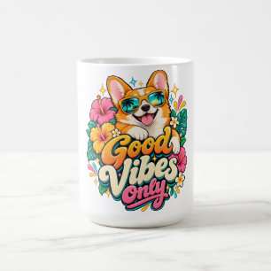 Tasse de café tropicale Corgi heureux à bonnes vib
