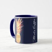 Tasse de café tropicale de bleu marine d'ananas (Devant gauche)