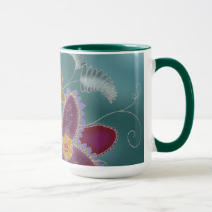 Tasse de café turquoise de jonquille