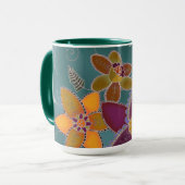 Tasse de café turquoise de jonquille (Devant gauche)
