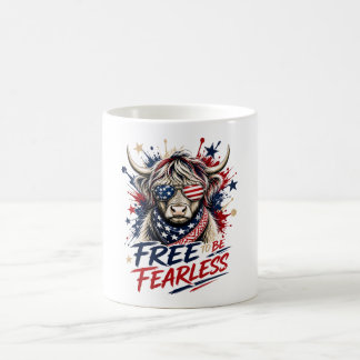 Tasse de café Vache des Highlands Patriotique Libr