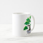 Tasse de café verte d'aquarelle de bonsaïs (Devant droit)