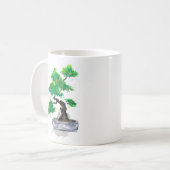 Tasse de café verte d'aquarelle de bonsaïs (Devant gauche)