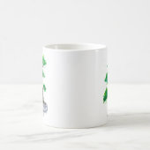 Tasse de café verte d'aquarelle de bonsaïs (Centre)