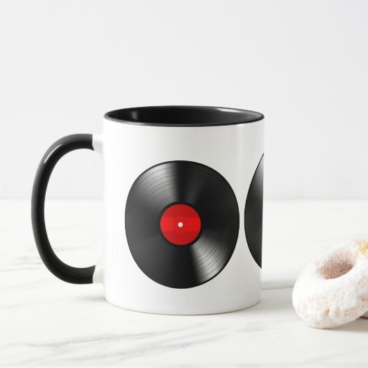 Tasse de café vintage de disque vinyle (Avec donut)