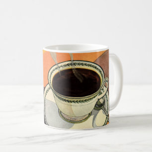 Tasse de café vintage, soucoupe, cuillère, diner r