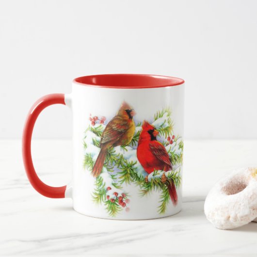 Tasse de cardinaux de Noël (Avec donut)